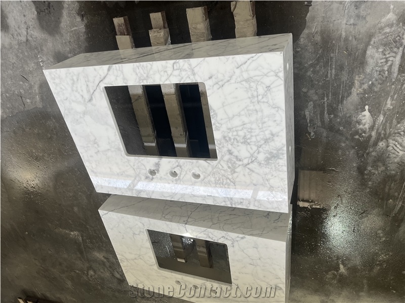 White Carrara Marble Stone Vanity Top For Bathroom Decor