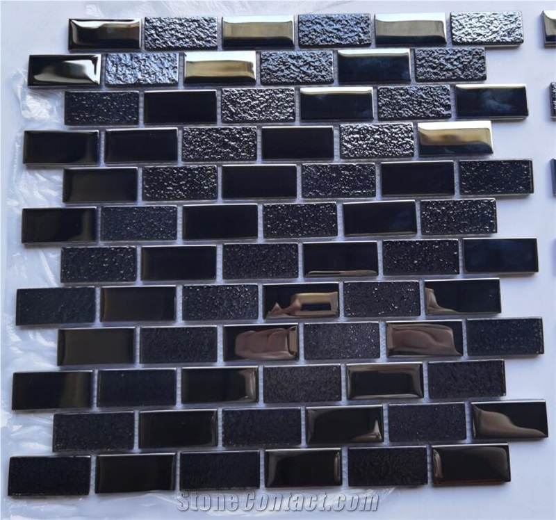 Black Glass Mosaic Kitchen Bathroom Wall Cladding