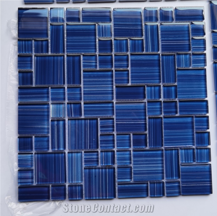 Blue Glass Mosaic For Bathroom And Swimming Pool