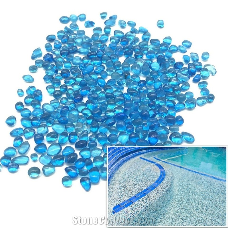 Concrete Finish Sky Blue Glass Beads For Swimming Pool