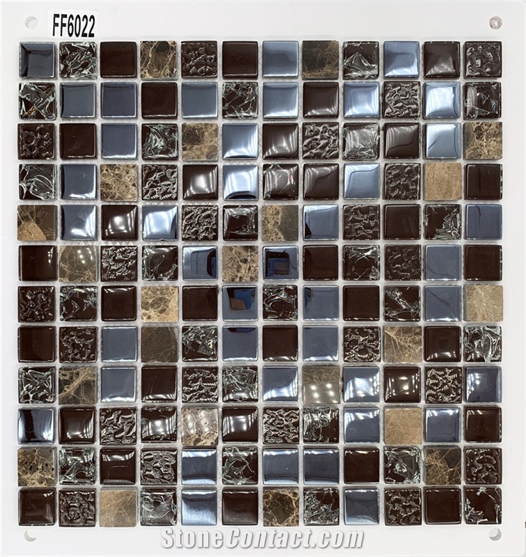 Golden Mix Brown Glass Mosaic Tiles With First Class Quality