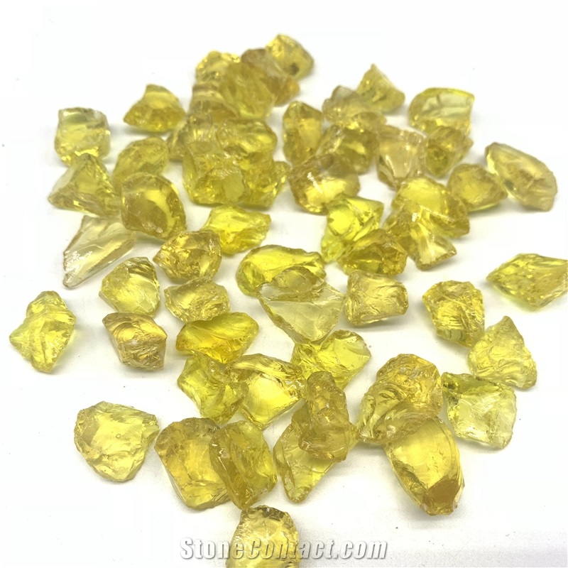 Natural Dark Yellow Glass Rock For Landscaping