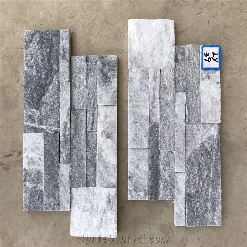 15X60cm Grey Quartzite Stacked Stone Veneer Cladding