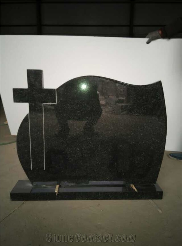Black Granite Engraved Headstone Custom Design