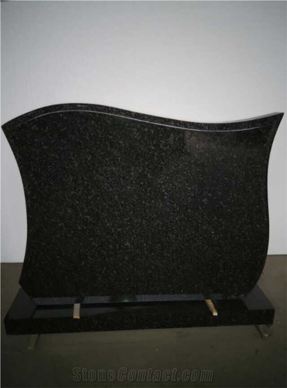 Black Granite Engraved Headstone Custom Design