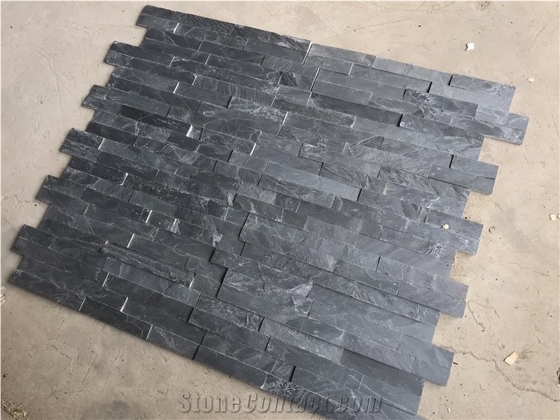 Black Natural Slate Ledger Culture Stack Stone Wall Panels