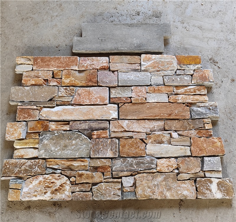 Cement Exterior Wall Stone Panel Golden Slate Ledge Stone