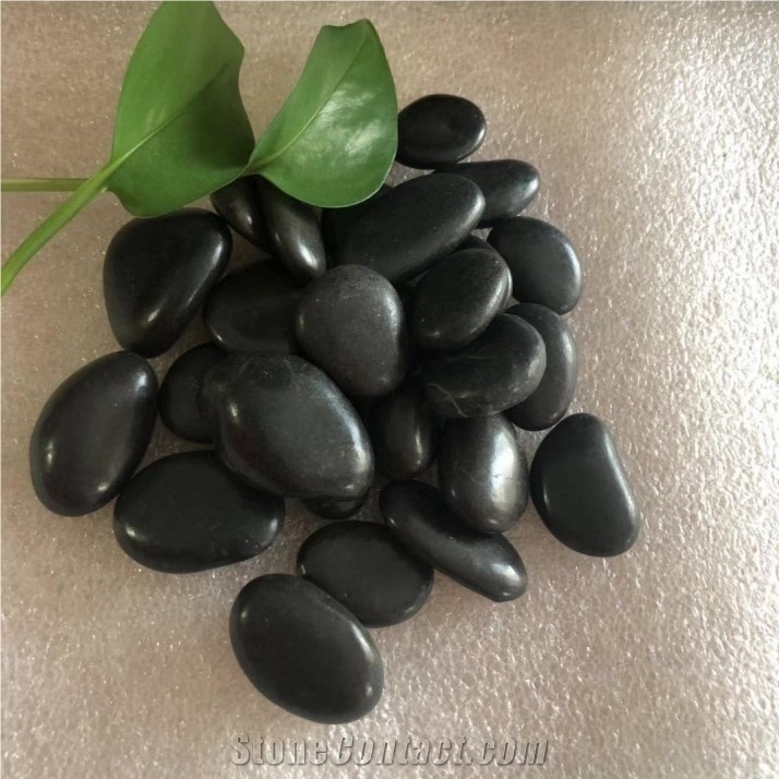 Cheap Price Natural River Stone High Polished Black Pebbles