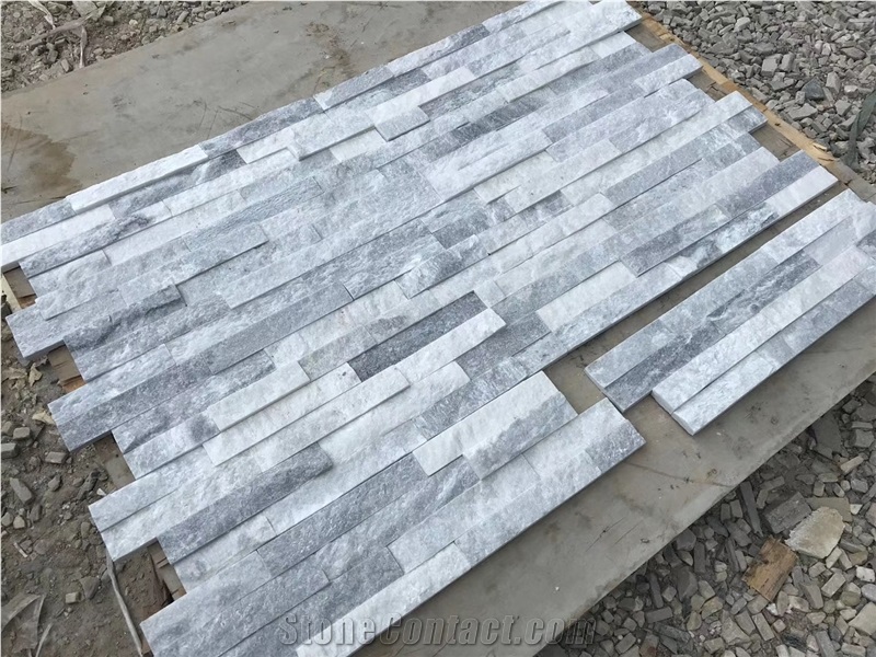 Cloudy Grey Stacked Stone Veneer Wall Cladding