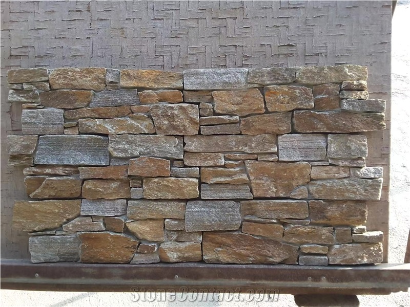 Exterior Golden Rust Slate Natural Stone Wall Cladding
