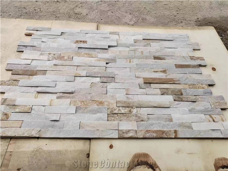 Exterior Natural Beige Stacked  Ledge Stone Wall Cladding