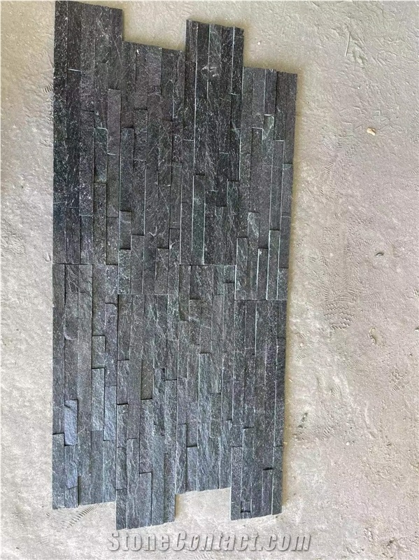 Exterior Natural Black Quartzite Stone Veneer Wall Cladding