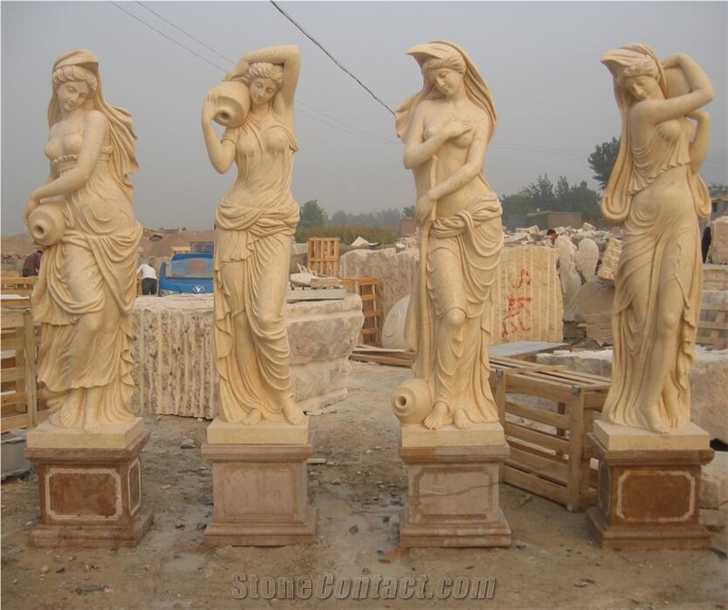 Four Seasons Woman Marble Statues, White Marble Statues