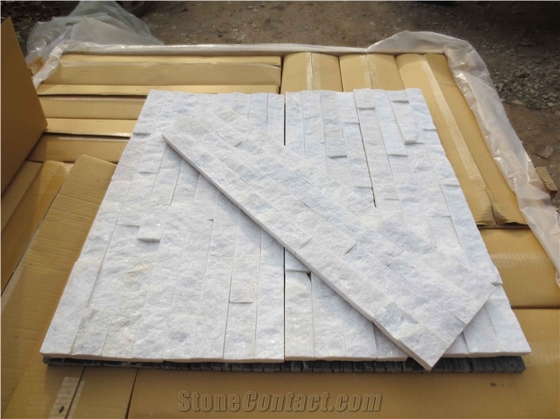 Interior White Quartzite Culture Stone Wall Panel Cladding