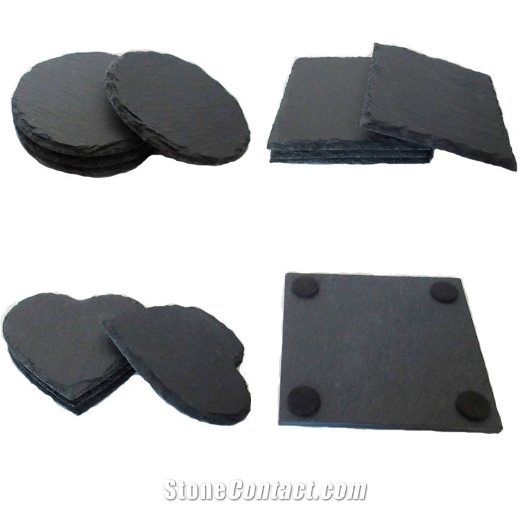 Natural Black Slate Stone Coasters