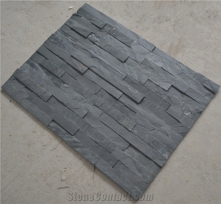 Natural Black Slate Stone Wall Cladding Panels