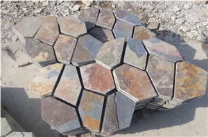 Natural Irregular Rusty Slate Flagstone Paving Floor Tile