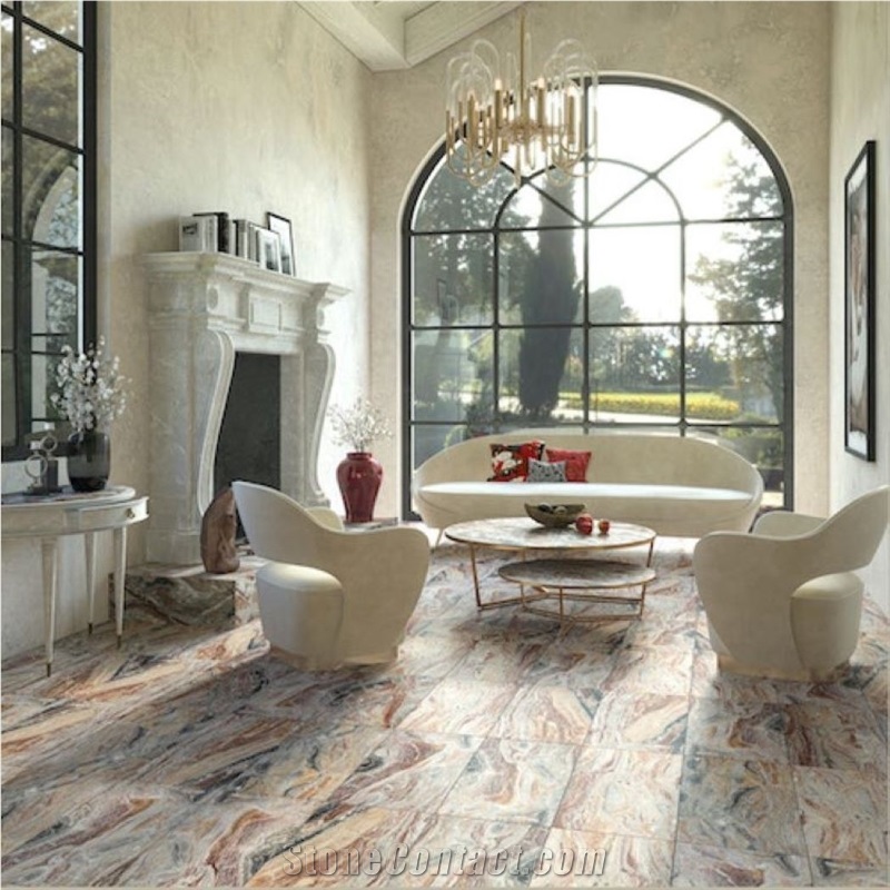 Arabescato Orobico Rosso Marble Slabs For Wall Flooring