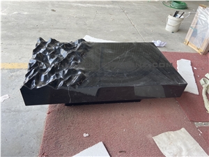 Black Marquina Rippling Waves Marble Coffee Table