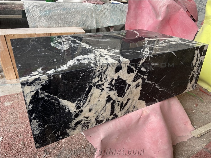 Low Square Noir Grand Antique Marble Coffee Table