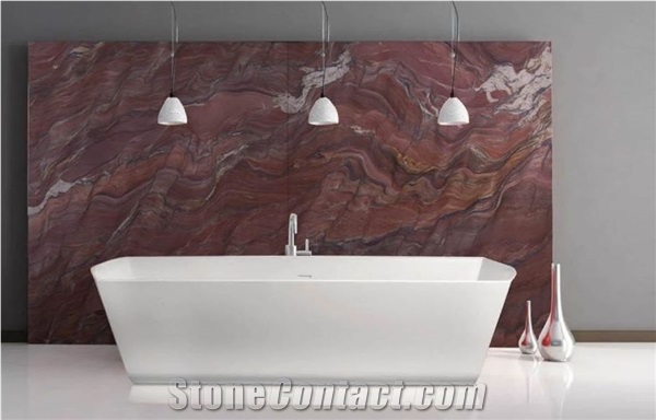 Red Fusion Mirage Quartzite Slabs For Kitchen Bathroom