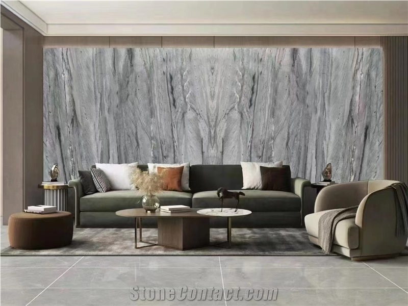 Brazil Platinum Grey Quartzite Indoor Room Decor Slab Tile