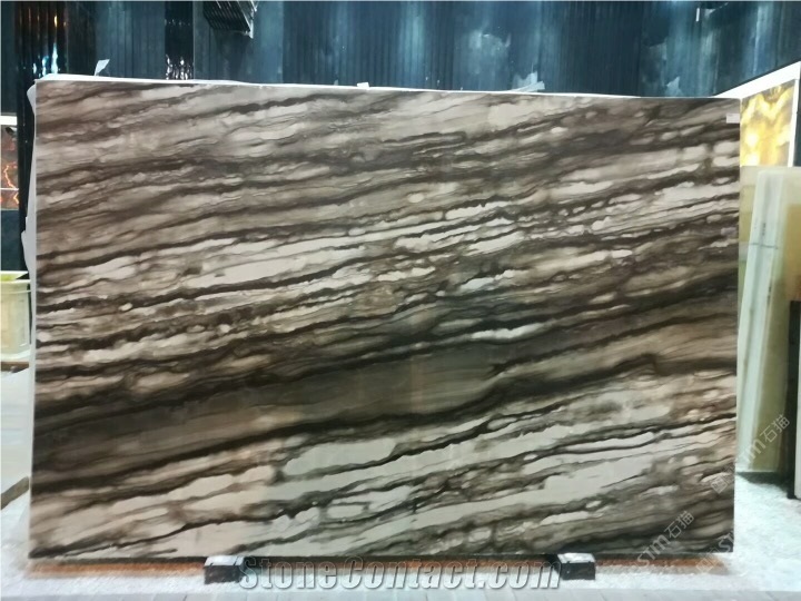 Brazil Sequoia Brown Quartzite Big Polished Slab Bookmatched