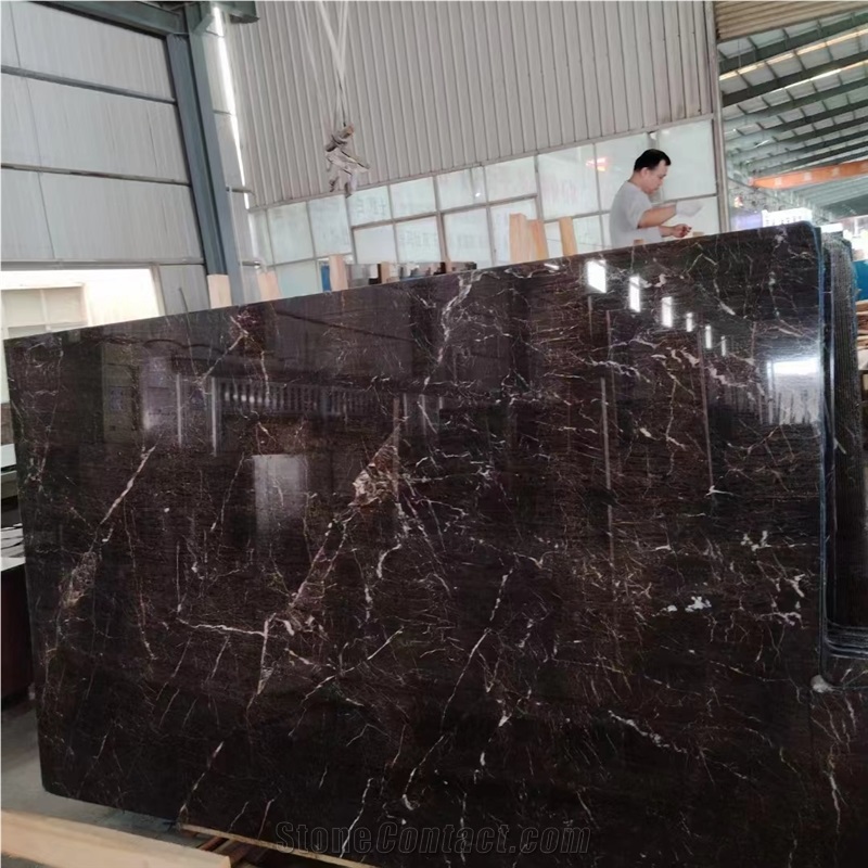 China Euronet B Mine Marble  Network Brown Stone Slab Tile