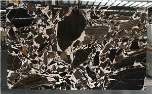 Polished Antique River Brown Marble Wall Slab