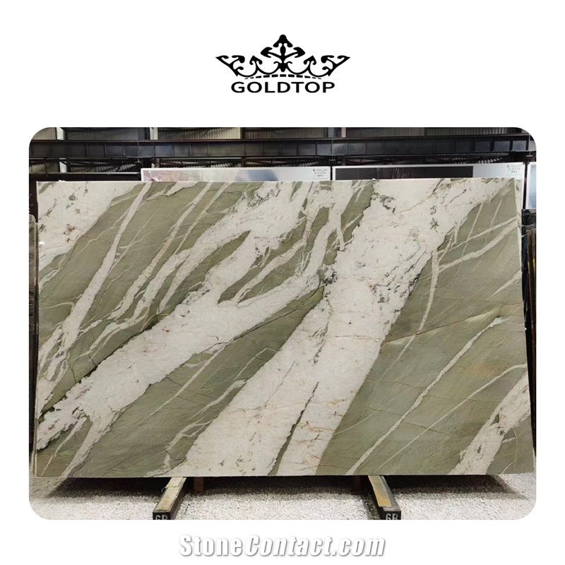 Brazilian Green Moon Ray Quartzite Slabs For Bathroom