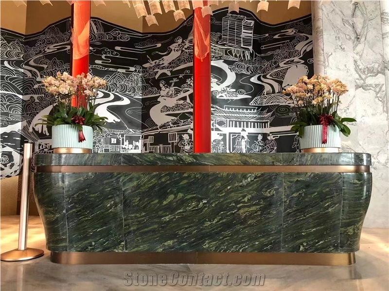 Chinese Silk Green Marble Polished For Kitchen Countertops