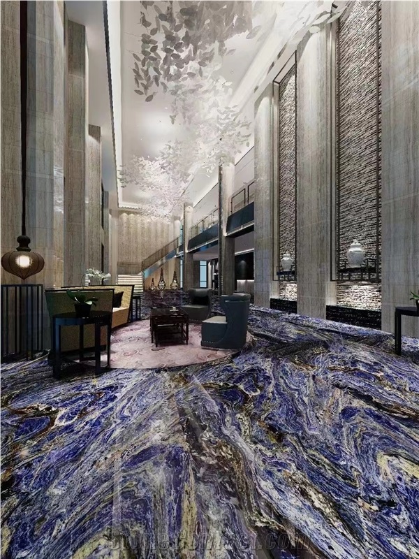 Luxury Slabs Sodalite Blue Interior Design Polished Tiles