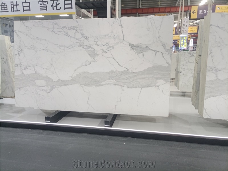 Book Matching Calacatta Vagli Marble Slabs Tiles For Wall
