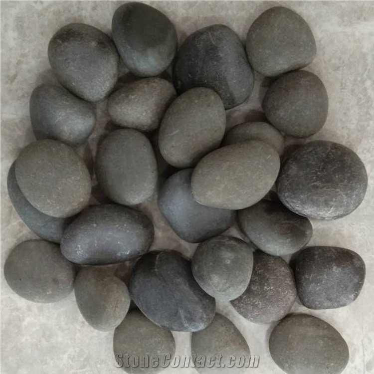 Unpolished Raw River Black Pebble Stone