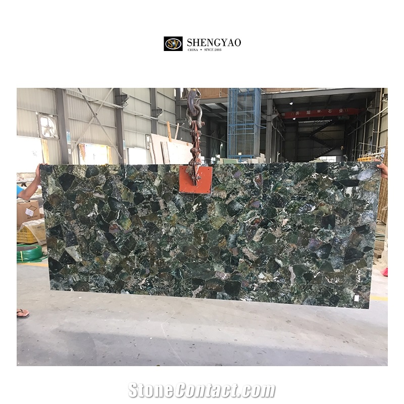 Natural Green Moss Agate Stone Slab Gemstone Wall Panel