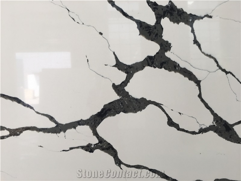 China White Quartz Stone With Black Veins