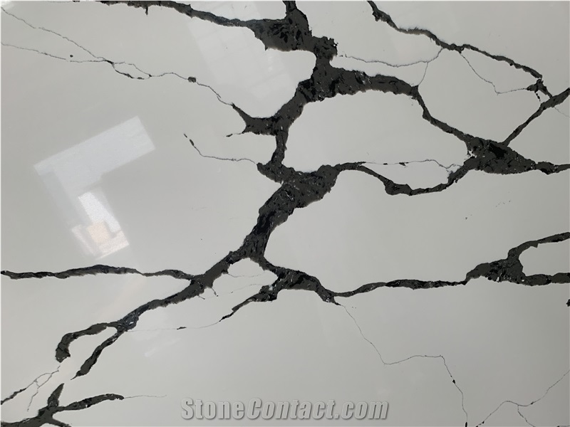 China White Quartz Stone With Black Veins