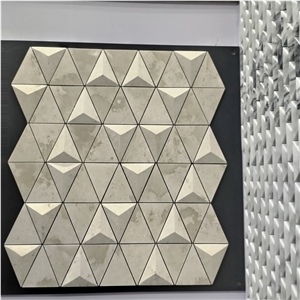 3D Triangle And Cone Beige Porcelian Mosaic Tiles 300X300