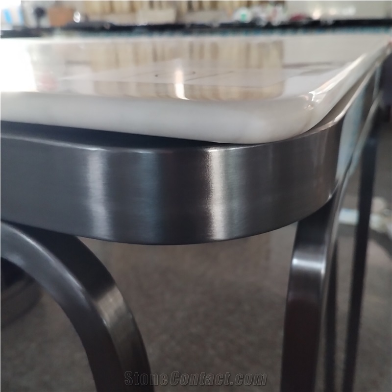Calacatta White Marble Square Table Top For Restaurant