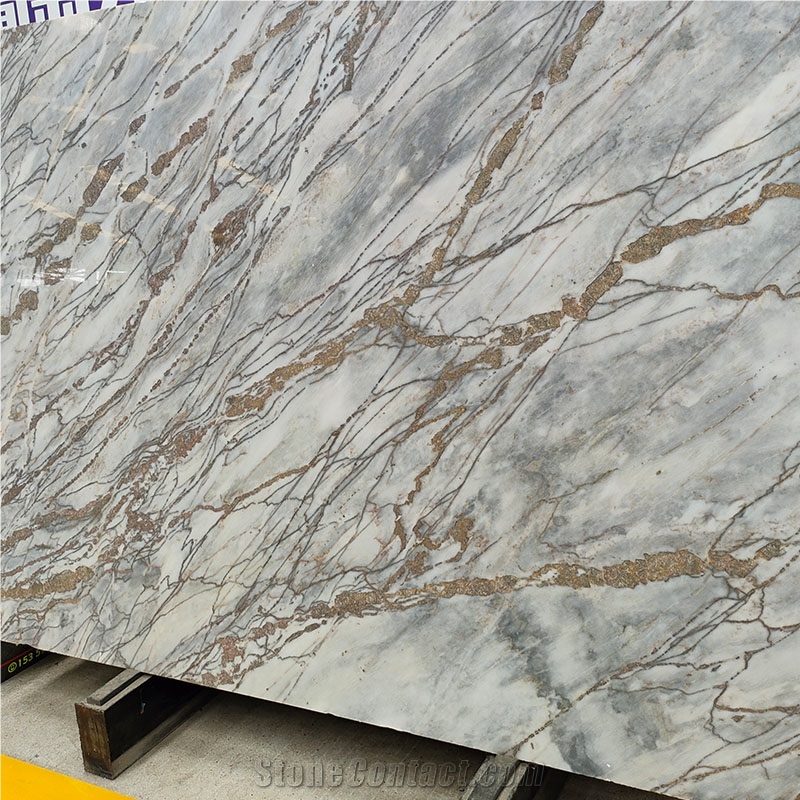 Dendritic Grain Blue Stone Marble  Givenchy Blue For Floor
