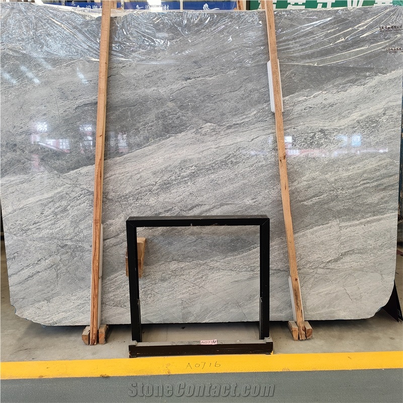 Grey Marble Slab Silver Waves Marble For Interior