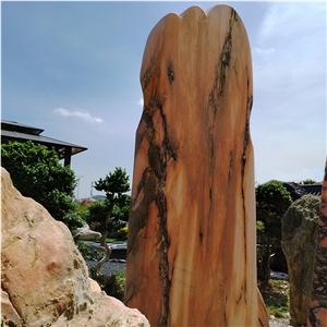 Large Size Sunset Glow Red Stone Rockery For Garden Decor