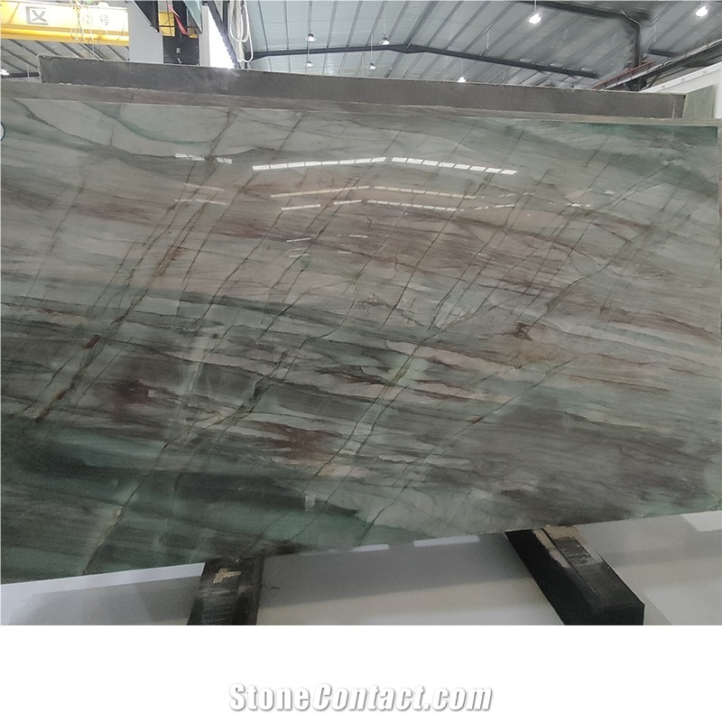 Luxurious Emerald Green Quartzite Slabs For Entrance Wall Floor