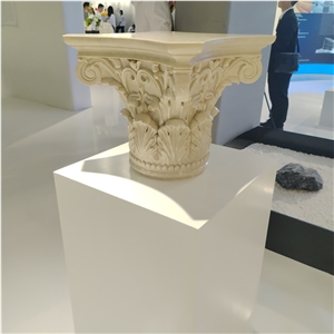 Natural Beige Marble Roman Column Tops With Carving Pattern