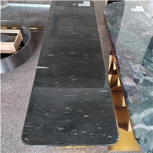Natural Statuario Nero Marble Square Table Top For Cafe