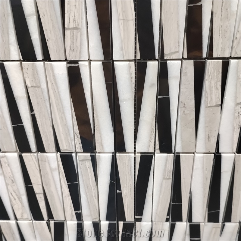 Small Size Rectangle Black And White Mosaic Tile For Outdoor