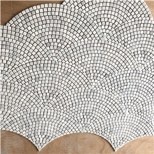 A Grade Carrara White Marble Fan Shape Mosaic Tiles