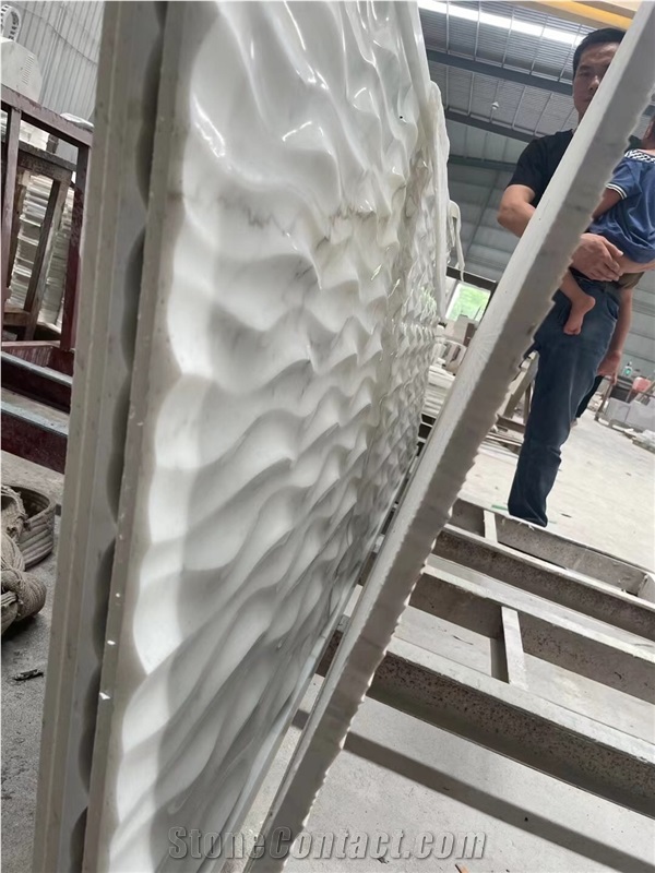 3D Marble Waving Wall Decor Panels Statuario CNC Wall Panels