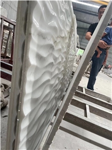 3D Marble Waving Wall Decor Panels Statuario CNC Wall Panels