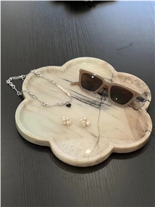 Flora Design Stone Plates Marble Calacatta Gold Jewelry Dish